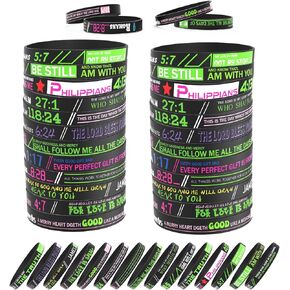15 /30PCS Bible Verse Silicone Bracelets – Inspirational Christian Rubber bracelets for Men, Women, and Teens – Motivational Scripture Wristbands in Assorted Colors – Perfect Religious Gifts and Party Favors