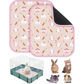 Bissap 2 Packs Guinea Pig Cage Liners, 18''X24'' Washable Guinea Pig Pee Pads Non Slip Reusable Fast and Super Absorbent Bedding for Small Animals Rabbit Hamster Chinchillas Rat - Grey