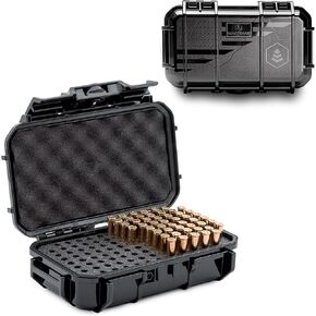 Evergreen 100 Pistol Round Bullet Locking Storage Case - Travel Safe/Mil Spec/Waterproof/USA Made - for .380ACP, 9mm.40 S&W.45 ACP, 10mm, 5.7 FN.38 SPL.357 MAG (56 American Flag, Bullet)
