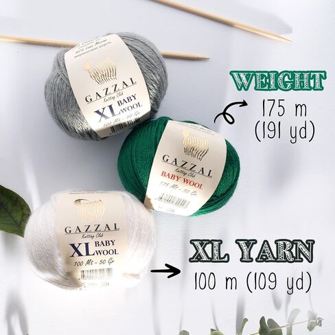 3 Pack (Ball) Gazzal Baby Wool XL Total 5.28 Oz / 328 Yrds, Each Ball 1.76 Oz (50g) / 109 Yrds (100m) Super Soft, Medium-Worsted Yarn, 40% Lana Merino 20% Cashmere Type Polyamide, Black-803 in Saudi Arabia