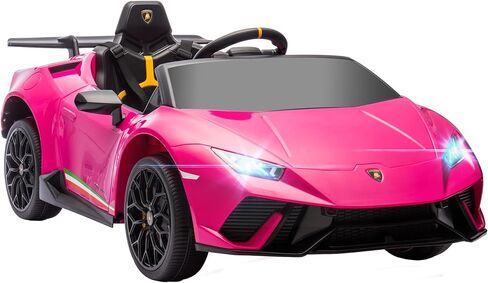 Qaba Lamborghini Huracan Licensed 12V Electric Car for Kids, Battery Powered Ride on Car with Parent Remote Control, Spring Suspension, Transport Wheel, Soft Start, LED Lights, Music, Pink in Saudi Arabia