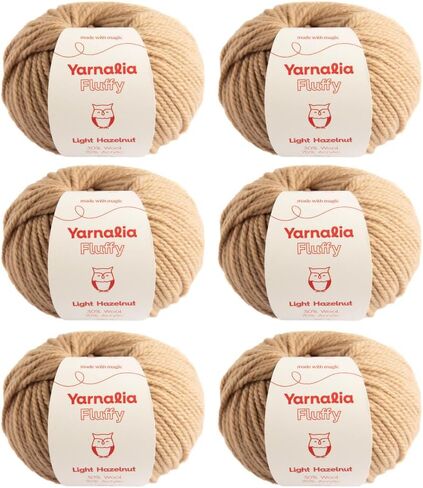 Fluffy Yarn Chunky Weight 6-Pack - Composed of Wool and Acrylic | Ultra-Soft Yarn Spun for Knitting & Crocheting for Sweaters, Blankets & Accessories | 100g/109 yd Each | Snow in Saudi Arabia