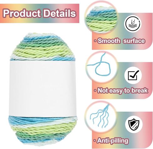 MECCANIXITY Acrylic Yarn for Crocheting, 634 Yard 5 Ply Colorful Soft Crochet Yarns Cotton Cake Yarn for DIY Knitting Craft Blankets(3 Packx100g,Green,Blue,Yellow) in Saudi Arabia
