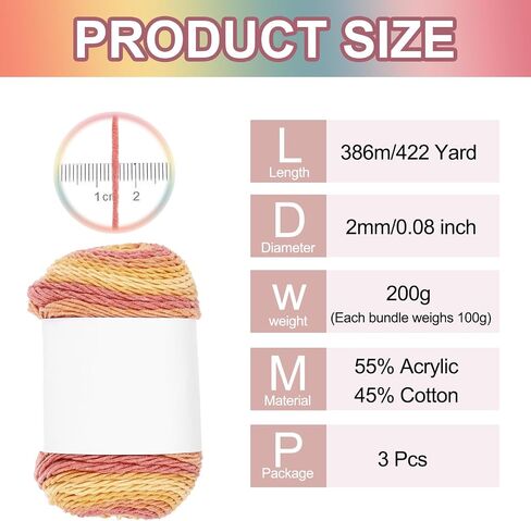 MECCANIXITY Acrylic Yarn for Crocheting, 634 Yard 5 Ply Colorful Soft Crochet Yarns Cotton Cake Yarn for DIY Knitting Craft Blankets(3 Packx100g,Green,Blue,Yellow) in Saudi Arabia