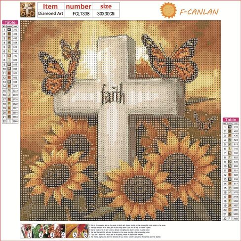 F-Canlan Round Full Drill Painting Painting Kit 5D Faith Diamond Art Kits للبالغين عباد الشمس عبر الماس مع لوحة الفراشة الماسية للأحجار الكريمة للمبتدئين البالغين (12 × 12 بوصة) in Saudi Arabia