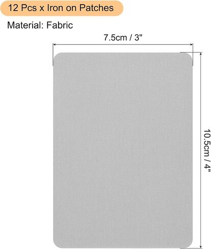 MECCANIXITY 12 Pcs Iron on Patches Fabric Repair Patch 4"x3" Patches for Clothes Iron on Patches for Jeans, Bags, Sofa,Tent Light Gray in Saudi Arabia