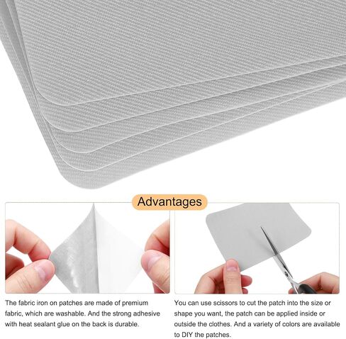 MECCANIXITY 12 Pcs Iron on Patches Fabric Repair Patch 4"x3" Patches for Clothes Iron on Patches for Jeans, Bags, Sofa,Tent Light Gray in Saudi Arabia