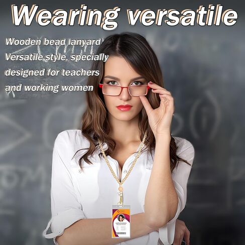 Lanyard-Teacher Lanyard مع حامل هوية/حبل خشبي لطيف ، حبل مطرز للمعلم والمرأة العاملة (ب) in Kuwait