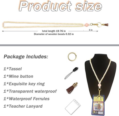 Lanyard-Teacher Lanyard مع حامل هوية/حبل خشبي لطيف ، حبل مطرز للمعلم والمرأة العاملة (ب) in Kuwait