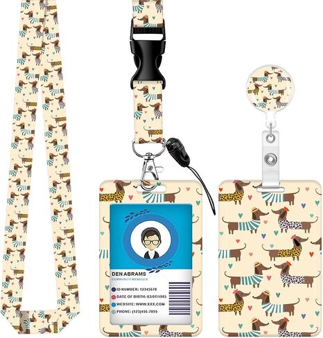 ID Badge Holder with Retractable Lanyard and Keychain, Badge Reel with Clip,Beige Flower Card Name Tag Lanyard ID Protector Bage Clips for Student, Women, Office (Luxury Blue Purple Butterfly) in Kuwait