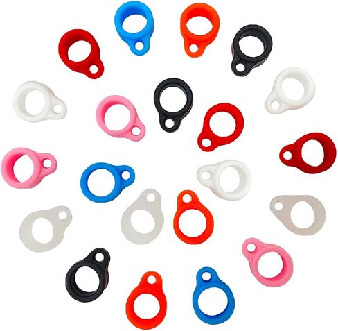 21PCS 8mm Anti-Lost Silicone Rubber Rings Band Holder Multipurpose Adjustable Cases Necklace Lanyard Replacement Pendant Carrying Kit for Pens and Similar Devices Key-Ring (Black) in Saudi Arabia