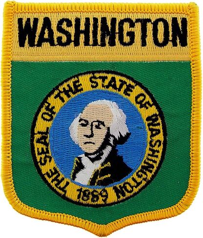 Washington State Flag Shield Embroidered Patch, with Iron-On Adhesive in Saudi Arabia