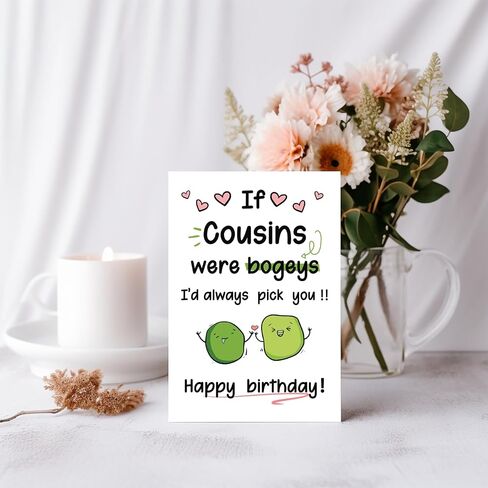Funny Bogey Cousin Birthday Card for Him Her, Silly Birthday Gift For Cousin, Cute Unique Bday Card for Kids Children Family in Saudi Arabia
