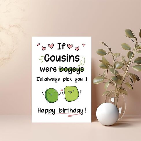 Funny Bogey Cousin Birthday Card for Him Her, Silly Birthday Gift For Cousin, Cute Unique Bday Card for Kids Children Family in Saudi Arabia