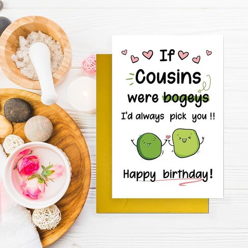 Funny Bogey Cousin Birthday Card for Him Her, Silly Birthday Gift For Cousin, Cute Unique Bday Card for Kids Children Family in Saudi Arabia