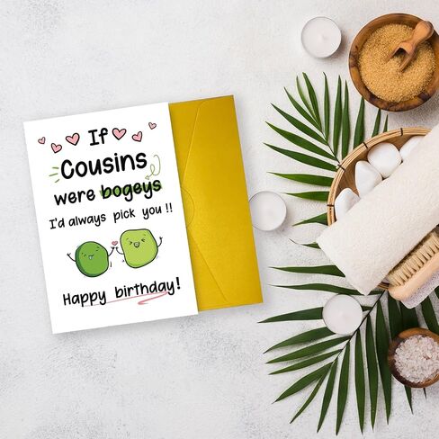 Funny Bogey Cousin Birthday Card for Him Her, Silly Birthday Gift For Cousin, Cute Unique Bday Card for Kids Children Family in Saudi Arabia