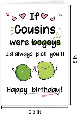 Funny Bogey Cousin Birthday Card for Him Her, Silly Birthday Gift For Cousin, Cute Unique Bday Card for Kids Children Family in Saudi Arabia