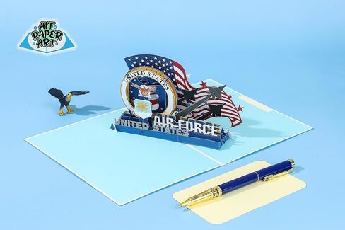 3D Birthday Gift Card, Patriotic Pop Up Greeting Cards with Notepaper, 8x6 inch Thank you Cards for Retirement, Anniversary, Congratulations, Husband, Dad in Saudi Arabia