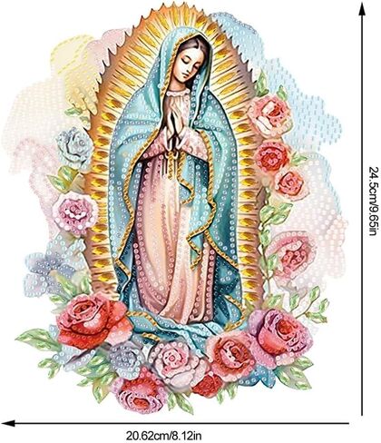 F-CANLAN 5D Diamond Painting Decorations Ornaments - Virgin Mary Prayer Decoration Desktop Diamond Painting with Gem Virgin Mary Decoration Desktop Diamond Art Kits for Adult Beginner (9.65X6.36 in) in Saudi Arabia
