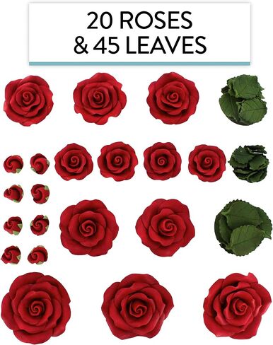 Global Sugar Art Exquisite Rose & Leaf Sugar Cake Flowers Tray Deep Red, Unwired by Chef Alan Tetreault in Kuwait