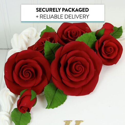 Global Sugar Art Exquisite Rose & Leaf Sugar Cake Flowers Tray Deep Red, Unwired by Chef Alan Tetreault in Kuwait