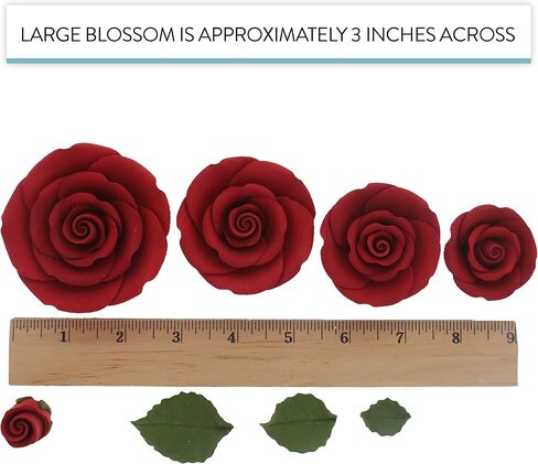Global Sugar Art Exquisite Rose & Leaf Sugar Cake Flowers Tray Deep Red, Unwired by Chef Alan Tetreault in Kuwait