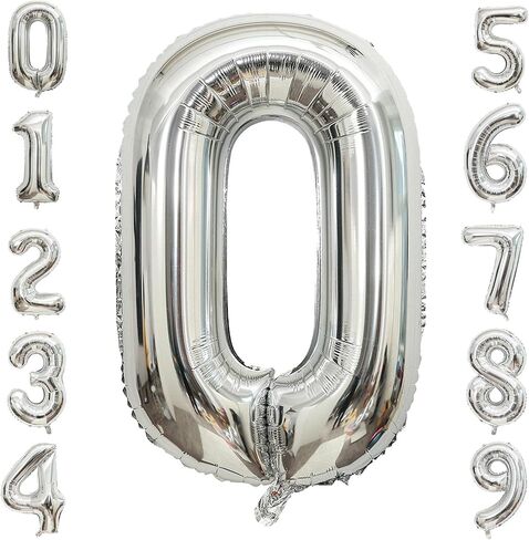 الفضة 40 بوصة البالونات الرقم 0-9 BIG DIGIT MYLAR بالونات كبيرة أرقام الهيليوم البالونات 5 بالون لزخارف لحفلات عيد الميلاد in Kuwait