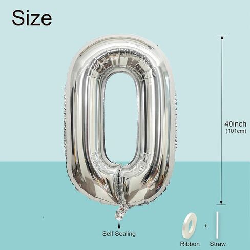 الفضة 40 بوصة البالونات الرقم 0-9 BIG DIGIT MYLAR بالونات كبيرة أرقام الهيليوم البالونات 5 بالون لزخارف لحفلات عيد الميلاد in Kuwait