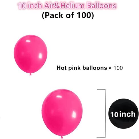 10 inch Hot Pink Latex Balloons, 100 pcs Thick Dark Pink Party Balloons Birthday Decorations (Hot Pink) in Saudi Arabia