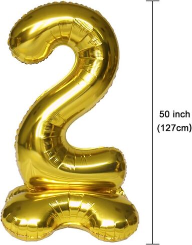 Gold Number 2 Balloon Giant Foil Helium Balloon Big Air Stand-up Mylar Balloon, 50 inch in Kuwait