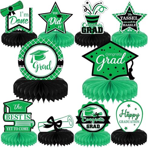 10PCS Class of 2024 Graduation Party Decorations 2024 Congrats Grad Honeycomb Centerpieces Congratulate Graduation Table Toppers for Graduation Party Favor Supplies(Black Blue) in Saudi Arabia