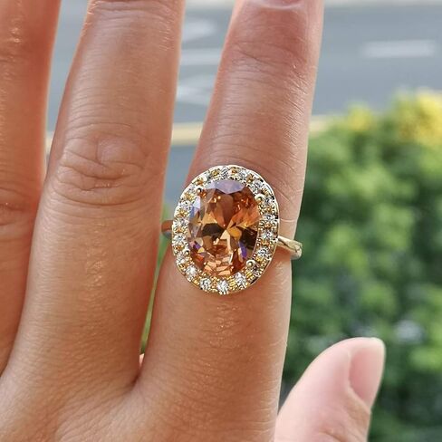 WANGYUSHENG Champagne Oval & whiteRound Shaped CZ Engagement Jewelry Woman‘s Party Statement Cocktails Ring Size 6-10 (US Code 7) in Saudi Arabia