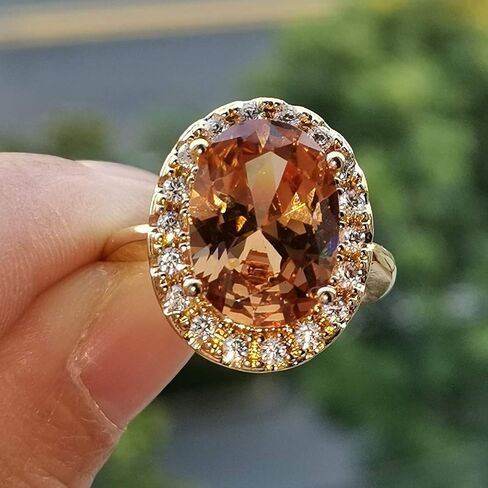 WANGYUSHENG Champagne Oval & whiteRound Shaped CZ Engagement Jewelry Woman‘s Party Statement Cocktails Ring Size 6-10 (US Code 7) in Saudi Arabia