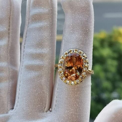 WANGYUSHENG Champagne Oval & whiteRound Shaped CZ Engagement Jewelry Woman‘s Party Statement Cocktails Ring Size 6-10 (US Code 7) in Saudi Arabia