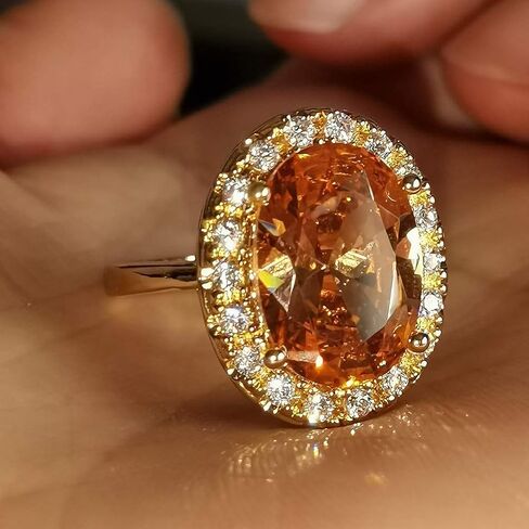 WANGYUSHENG Champagne Oval & whiteRound Shaped CZ Engagement Jewelry Woman‘s Party Statement Cocktails Ring Size 6-10 (US Code 7) in Saudi Arabia