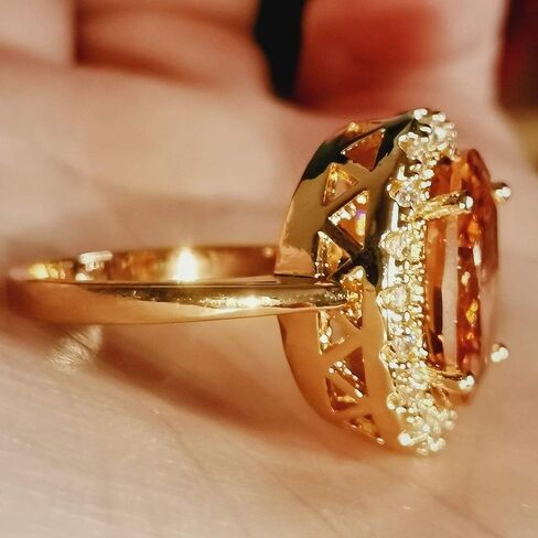 WANGYUSHENG Champagne Oval & whiteRound Shaped CZ Engagement Jewelry Woman‘s Party Statement Cocktails Ring Size 6-10 (US Code 7) in Saudi Arabia