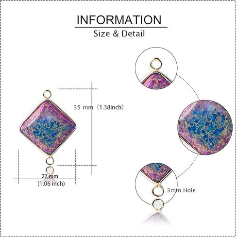 3 Pieces Natural Imperial Jasper Stone Rhombus Connector,Gemstone Links Charms for DIY Jewelry Making Unique Gemstone Pendant for Necklaces, Bracelets, Earrings in Saudi Arabia