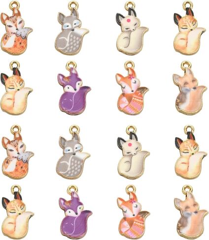Ipotkitt 40 Pcs 8 Styles Printed Animal Charms Enamel Fox Charms Mixed Color Cute Fox Charms Bulk for DIY Necklace Earring Bracelet Craft Making in Kuwait