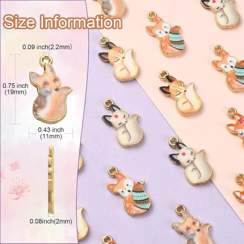Ipotkitt 40 Pcs 8 Styles Printed Animal Charms Enamel Fox Charms Mixed Color Cute Fox Charms Bulk for DIY Necklace Earring Bracelet Craft Making in Kuwait