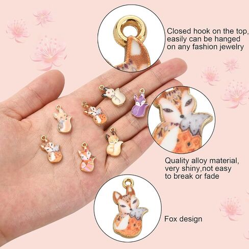 Ipotkitt 40 Pcs 8 Styles Printed Animal Charms Enamel Fox Charms Mixed Color Cute Fox Charms Bulk for DIY Necklace Earring Bracelet Craft Making in Kuwait