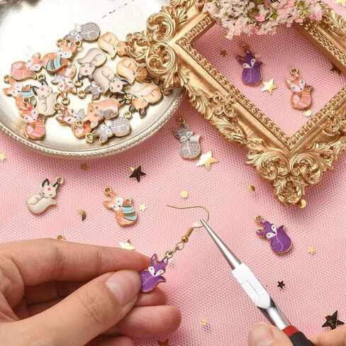 Ipotkitt 40 Pcs 8 Styles Printed Animal Charms Enamel Fox Charms Mixed Color Cute Fox Charms Bulk for DIY Necklace Earring Bracelet Craft Making in Kuwait