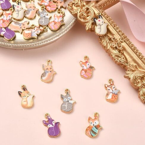 Ipotkitt 40 Pcs 8 Styles Printed Animal Charms Enamel Fox Charms Mixed Color Cute Fox Charms Bulk for DIY Necklace Earring Bracelet Craft Making in Kuwait