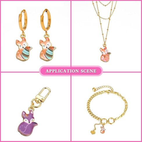 Ipotkitt 40 Pcs 8 Styles Printed Animal Charms Enamel Fox Charms Mixed Color Cute Fox Charms Bulk for DIY Necklace Earring Bracelet Craft Making in Kuwait