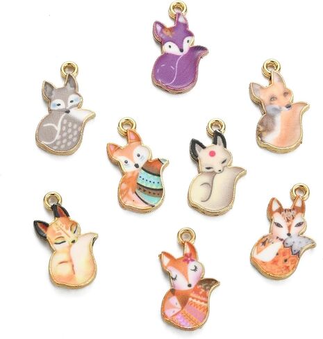Ipotkitt 40 Pcs 8 Styles Printed Animal Charms Enamel Fox Charms Mixed Color Cute Fox Charms Bulk for DIY Necklace Earring Bracelet Craft Making in Kuwait