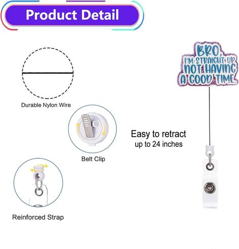 Bro I'm Straight Up Not Having A Good Time,Funny Retractable Badge Reel for ID Card Badge,Retractable Badge Holder Alligator Clip for Nurse,Medical Assistant,Nursing Student,Teacher in Saudi Arabia
