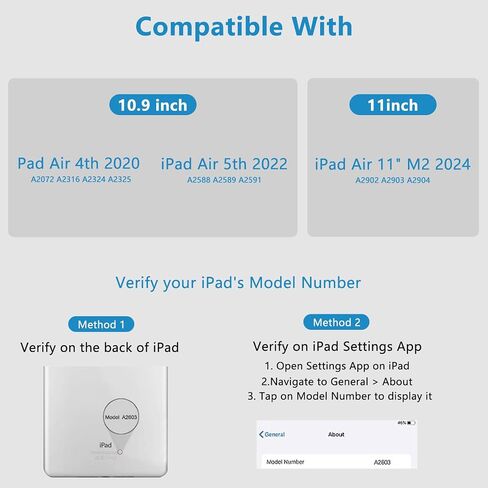 MMK for iPad Air 11 inch (M2) 2024 & iPad Air 5th 4th Generation Case with Keyboard 10.9 Inch, for iPad Case with 7 Colors Backlit Bluetooth Keyboard,Keyboard Cover with Pencil Holder, Light Blue in Kuwait