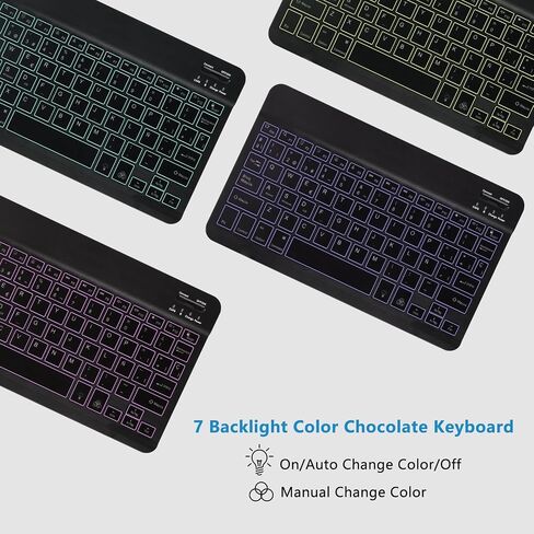 MMK for iPad Air 11 inch (M2) 2024 & iPad Air 5th 4th Generation Case with Keyboard 10.9 Inch, for iPad Case with 7 Colors Backlit Bluetooth Keyboard,Keyboard Cover with Pencil Holder, Light Blue in Kuwait