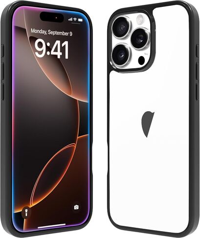 JJGoo متوافق مع حافظة iPhone 16 Pro، حافظة هاتف شفافة مضادة للصدمات، غطاء واقٍ خلفي صلب مضاد للخدش لهاتف iPhone 16 Pro 6.3 بوصة، شفاف in Kuwait