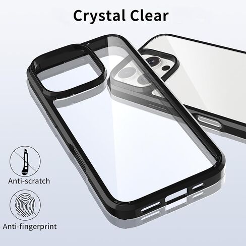 JJGoo متوافق مع حافظة iPhone 16 Pro، حافظة هاتف شفافة مضادة للصدمات، غطاء واقٍ خلفي صلب مضاد للخدش لهاتف iPhone 16 Pro 6.3 بوصة، شفاف in Kuwait