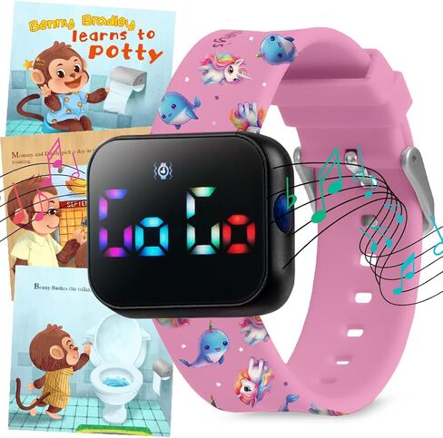 Potty Training Watch for Kids V2 – A Water Resistant Toilet Reminder Device for Boys & Girls to Train Your Toddler with Fun/Musical & Vibration Interval Reminder with Potty Training eBook (Pink) in Kuwait